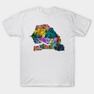 Spirograph Patterned Senegal Regions Map T-Shirt